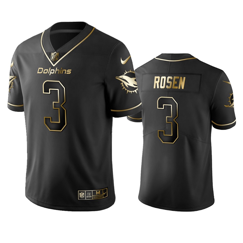 Miami Dolphins #3 Josh Rosen Men Stitched NFL Vapor Untouchable Limited Black Golden Jersey